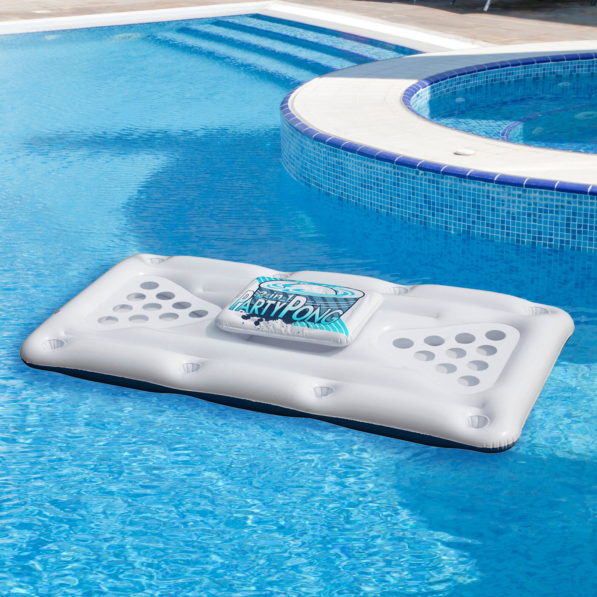 76.5" Floating Swimming Pool Pong Game with Built In Cooler